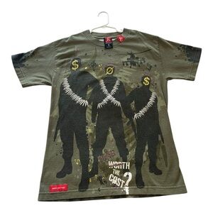 Kallusive Worth The Cost Men’s Streetwear Tee Shirt Olive Green Small VTG Y2K